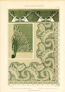 Dekorative Tierornamente mit Hirschen und Meereskreaturen