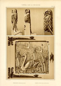 Dekorative Kunstdesigns mit Papagei-, Adler- und Schwanmotiven