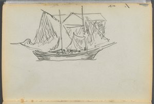 Skizzenbuch - Das Granitküstenhotel, Rockport, Seite 098: Segelboot von Maurice Prendergast