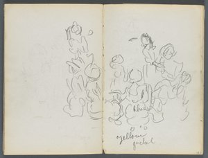 Skizzenbuch, Die Dells, Nr. 127, Seite 074 & 75: Figuren mit Farbanmerkungen