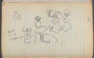 Skizzenbuch, Seite 076: Figuren mit Notizen