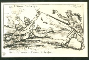 Postkarte, Satirique en N & B von Maurice Radiguet