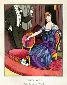 Pause. Pariser Mode: Abendkleid von Charles Frederic Worth (1825-1895) von Maurice Taquoy