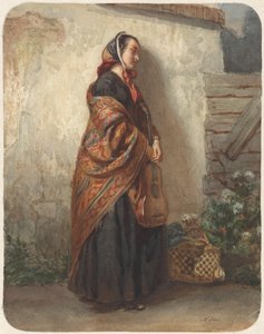 Stehende Frau mit Gitarre