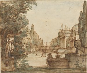 Capriccio mit einer palladianischen Villa von Mauro Antonio Tesi