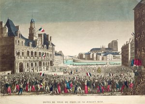 Die Ankunft des Herzogs von Orleans im Hotel de Ville, 31. Juli 1830, graviert von Cropin von Mavski