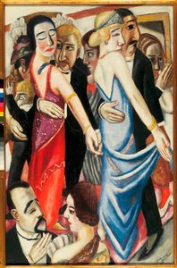 Tanz in Baden-Baden (Deutschland). Beschreibung von Paaren in Abendkleidung mit traurigen Blicken. Gemälde von Max Beckmann (1884-1950)