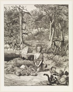 Simplicius am Grab des Einsiedlers (Intermezzi, Opus IV, Blatt 8) von Max Klinger