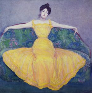 Dame im gelben Kleid