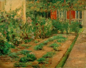 Blumenstauden am Gartenhäuschen nach Nordosten