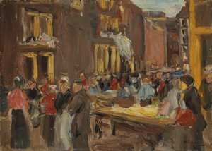 Jüdisches Viertel in Amsterdam; Judengasse in Amsterdam, Ecke Jodenbreestraat, 1905 von Max Liebermann