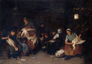 Bäuerinnen beim Rupfen von Gänsen von Max Liebermann