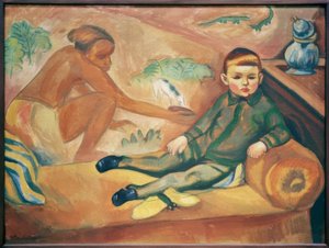 Der Sohn des Künstlers auf dem Sofa von Max Pechstein