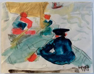 Im Boot sitzende Fischer von Max Pechstein