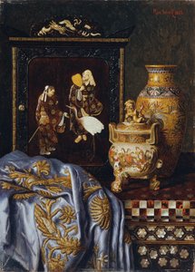 Stillleben mit japanischen Kunstgegenständen von Max Schodl