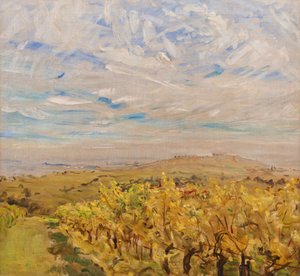 Früher Herbst in der Pfalz. Weinberge bei Neukastel