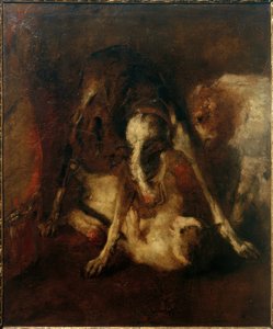 Hund spielt mit Katze von Max Slevogt