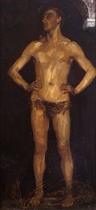Mann. Rechte Tafel des Diptychons „Menschenpaar (Homo Sapiens)“ (Verso: weiblicher Rückenakt)