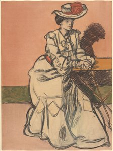 Eine elegante Pariserin, die in einem Café sitzt