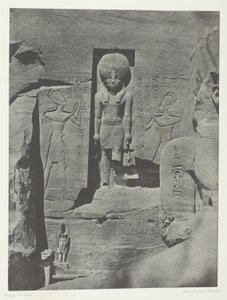 Ibsamboul, Skulpturen am Eingang des Spéos von Phrè, Nubien, Tafel 105 aus dem Album "Ägypten, Nubien, Palästina und Syrien" (1852) von Maxime Du Camp