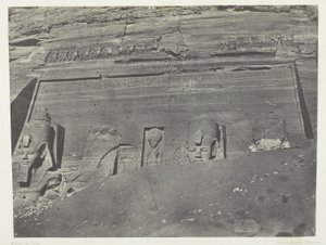 Ibsamboul, Allgemeine Ansicht des großen Spéos von Phrè; Nubien, Tafel 102 aus dem Album "Egypte, Nubie, Palestine et Syrie" (1852)
