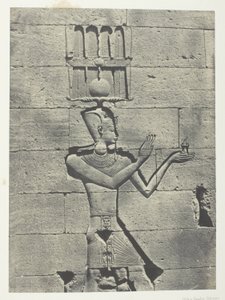 Kalabscheh, Skulpturen der hinteren Fassade des Tempels; Nubien, Tafel 91 aus dem Album "Egypte, Nubie, Palestine et Syrie" (1852)