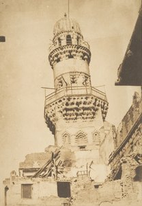 Schiefer Minarett der Bibars-Moschee, in Kairo, Dezember 1849-Januar 1850.