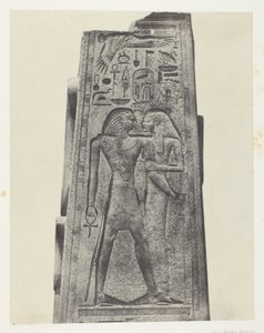 Palais de Karnak, Säule vor dem Granitheiligtum; Theben von Maxime Du Camp