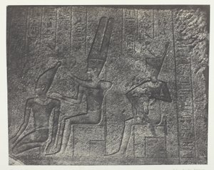Palais de Karnak, Äußere Skulpturen des Granitheiligtums; Theben von Maxime Du Camp