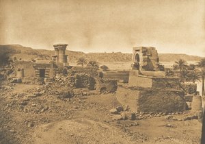 Ruinen und Dorf von Begueh, kleine Insel westlich von Philae, 11. April 1850 von Maxime Du Camp