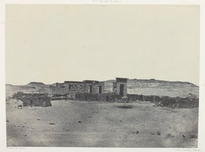 Tempel und Dorf von Debod, Parembole des Itinerars von Antonin; Nubien, Tafel 85 aus dem Album "Ägypten, Nubien, Palästina und Syrien" (1852) von Maxime Du Camp