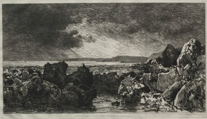 Schwarze Felsen bei Trouville (Ebbe) von Maxime Lalanne