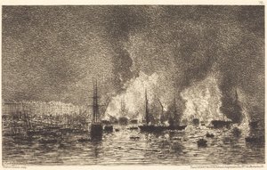 Brand im Hafen von Bordeaux von Maxime Lalanne