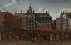 Die Verkündung des Friedens von Münster auf dem Grote Markt in Antwerpen