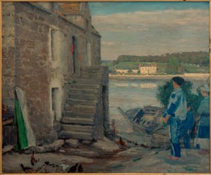 Uferlandschaft mit Häusern von Max Kurzweil