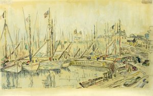 Barges on the Seine; Les Peniches sur la Seine