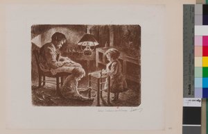 Interieurszene unter der Lampe von Maximilien Luce