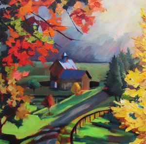 Herbststraße zur Scheune