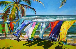 Bunte Strandwäschleine von Maxine Shore