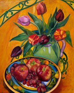 Malerische Früchte und Blumen