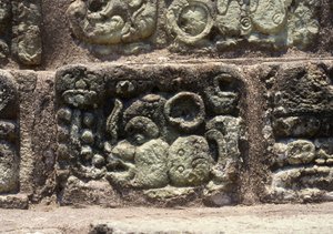 Glyph der Stadt Copan auf der Hieroglyphentreppe, Spätklassische Periode (600-900) ca. 760 n. Chr. von Mayan