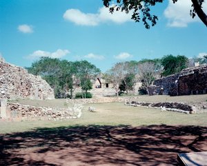 Präkolumbianische Zivilisation: Ansicht der Stätte von Uxmal, antike Maya-Hauptstadt, Puuc-Stil. Nord-Yucatan 600-900 n. Chr. Mexiko von Mayan