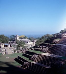 Präkolumbische Zivilisation: Blick auf die Stätte von Palenque in Chiapas