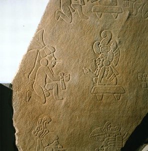 Platte mit menschlichen Figuren, aus Kaminaljuyu, Guatemala, Frühklassische Periode (250-600)