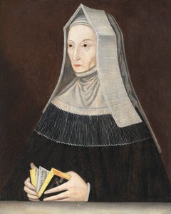 Porträt von Lady Margaret Beaufort (1441-1509), halblang, in schwarzen Roben und einer weißen Haube, ein Gebetbuch in ihren Händen von Maynard (manner of) Vewicke