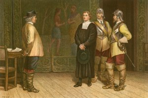 James Durham vor Oliver Cromwell gebracht (farbige Gravur)