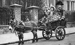 Pearly-Familie in ihrem eselgezogenen Karren, London, 1926-1927