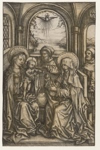 Die Heilige Familie in einem gewölbten Raum