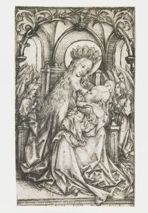 Thronende Madonna von Engeln angebetet