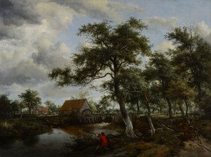 Waldlandschaft mit Wassermühle von Meindert Hobbema
